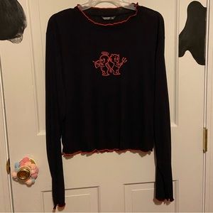 🐛free in bundle 🐛 NWOT Plus size graphic lettuce-edge top